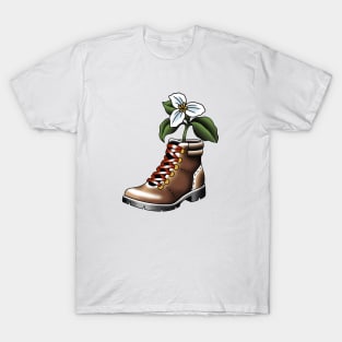 Hiking boot and trillium T-Shirt